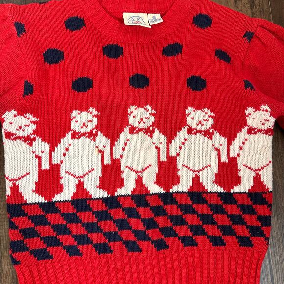 This Vintage Girls Red Knit Sweater S - Picture 2 of 5